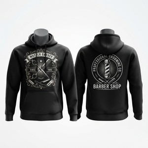 เสื้อฮู้ดบาร์เบอร์ชาย พรีเมียม โพลีเอสเตอร์/ผ้าฝ้ายฟลีซ ดีไซน์กระเป๋าเสื้อ สีมัสตาร์ด ปักลายตามสั่ง พิมพ์ลายสกรีน ระบายอากาศได้ดี - Product Image 3