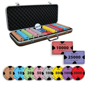 Juego de Fichas de Póker Pebbles de 300/500 Piezas con 10/20 Placas, Fichas de Cerámica de 40/45/50 mm, Pesos de 10/14/17 g - Product Image 1