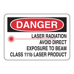 Señal de Advertencia Láser Brady Clase 111B - Mensaje de PELIGRO para Laboratorios y Áreas de Fabricación - Product Image 1