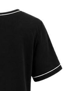 Customized Black Women V Neck T Shirt Contrast Piping Short Sleeve Pocket Tee Soft Breathable Casual Summer <b>Top</b> Comfortable Fit - Product Image 3