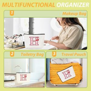 Borsa Cosmetica Personalizzata con Iniziali, Organizer da Viaggio Monogrammato per Articoli da Toeletta, Regalo per Donne, Ragazze, Amiche, Colleghe, Fidanzate - Product Image 2