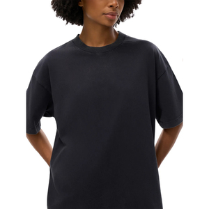 Camiseta Oversize de Algodón 100% para Mujer, Estilo Boxy, Lavado Ácido, Casual, Holgada, Manga Corta, Estilo Cropped, Vintage, Urbana, Color Liso - Product Image 5