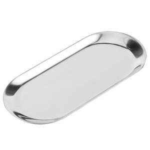 Plateau décoratif rond en métal minimaliste moderne - Élégant plateau ottoman en acier inoxydable argenté, plateau de service multifonctionnel pour la cuisine - Product Image 2