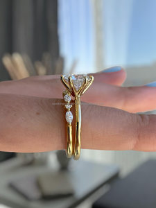 แหวนเพชรทรงมาร์คีส์และทรงกลมแบบมินิมอลลิสต์ วงแหวนทองคำแท้ 14K เพชรเลี้ยงในห้องปฏิบัติการ เหมาะสำหรับเป็นของขวัญวันเกิด วันครบรอบ หรืองานเลี้ยงสำหรับเธอ - Product Image 4