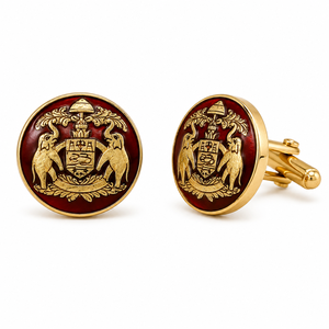 Gemelos Vintage con Escudo Real Esmaltado, Bañados en Oro, con Diseño de Elefante y Escudo de Armas, para Hombre, para Bodas y Eventos Formales - Product Image 1