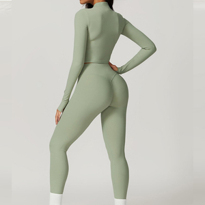 Women Sports <b>Bra</b> Leggings And Jacket Sets In <b>Low</b> MOQ High Quality Material Made Active Wear Women Yoga Set - Product Image 2