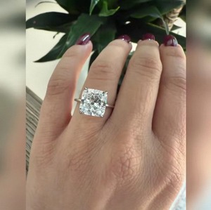 Bague en diamant de laboratoire taille coussin 3 carats pour femme, bijoux de luxe en argent sterling 925 pour mariage, fiançailles, anniversaire, cadeau - Product Image 1