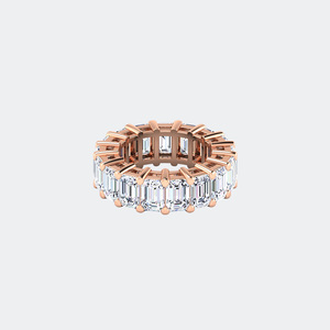<b>Silver</b> Moissanite Eternity Band <b>Emerald</b> Cut Prong Set <b>Ring</b> Unisex Wedding Gift Jewelry - Product Image 4