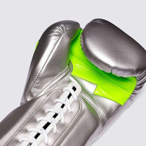 Gants de boxe professionnels unisexes Fly Pro X, argent et vert, à lacets, en cuir PU, équipement d'entraînement pour adultes, gants de boxe d'entraînement, faible MOQ - Product Image 4
