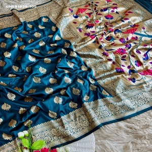 Collection Premium de Sarees en Soie Paithani avec Motif Paon, Bordure et Pallu Zari Butta & Meena Paithani - Achats en Ligne en Inde - Product Image 1