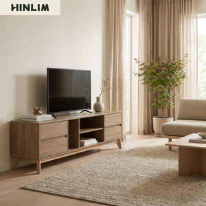 Modern Durable Wood <b>TV</b> <b>Stand</b> 65 in and up Scandinavian Style Living Room Furniture with Storage Drawers and Shelves Freestanding - Product Image 6