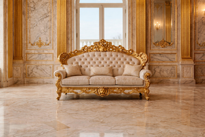 Muebles de Sala de Estar Tallados en Estilo Barroco con Hojas de Oro, Juego de Sofás de Lujo para Sala de Estar, Juego de Sofás Tallados a Mano de Primera Calidad, Nueva York - Product Image 2