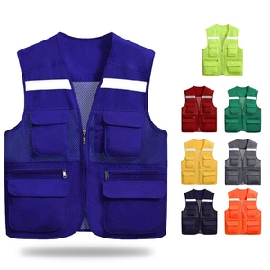 Red Reflective Safety Vest With <b>Multiple</b> Pockets Women Hi Visibility Workwear Polyester Material - Product Image 2