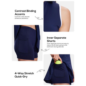 Ensemble 2 pièces pour femmes, style tendance, jupe sans manches au-dessus du genou avec impression personnalisable, ensemble de tennis de haute qualité - Product Image 4