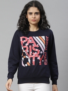 Sudadera de Cuello Redondo Estampada para Mujer, Corte Regular, Manga Larga, 100% Algodón Tejido, Ropa Casual de Otoño - Product Image 5