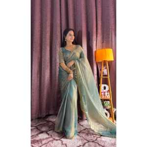 Vestido de noche de diseñador, Sari elegante con cuentas y pipa de mano para fiestas - Product Image 6