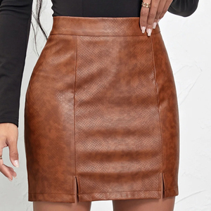 Meilleure jupe en cuir de vachette sur mesure au design élégant, jupes en cuir décontractées respirantes pour femmes, best-seller - Product Image 2
