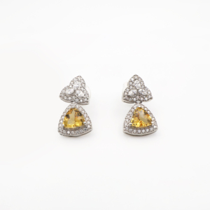 925 <b>Sterling</b> <b>Silver</b> Natural Citrine Pendant & <b>Earring</b> <b>Set</b> Rhodium Plated OEM ODM Fine Jewelry - Product Image 4