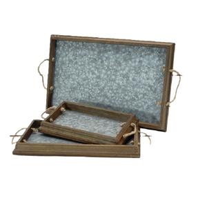 Steel Galvanized Metal Oval Serving Tray <b>Set</b> Of 2 Vintage Style <b>Nesting</b> Tray For Ottoman <b>Coffee</b> <b>Table</b> Display Trays - Product Image 5