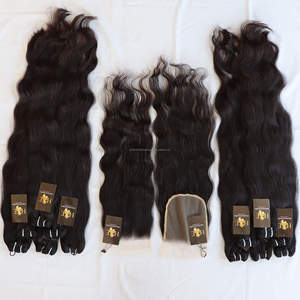 Trama de cabello indio de un solo donador, extensiones de cabello humano virgen con cierre de encaje 4x4 5x5 6x6 7x7 Hd, cierre de encaje Frontal suizo - Product Image 1