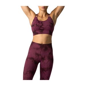 Sujetador deportivo tie-dye para mujer, sin costuras, con tiras en la espalda, logotipo personalizado, venta al por mayor, OEM, ODM, transpirable, ropa deportiva para gimnasio - Product Image 1