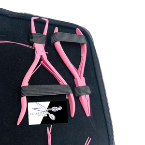 Kit d'outils pour extensions de cheveux rose imperméable de haute qualité, comprenant des pinces à micro-anneaux en acier inoxydable, des ciseaux et des pinces pour salon - Product Image 3