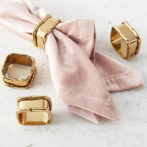 Modern Eco-Friendly Brass Napkin <b>Rings</b> with Bamboo Border Design for Wedding Table Decoration Customizable Shape and Width - Product Image 1