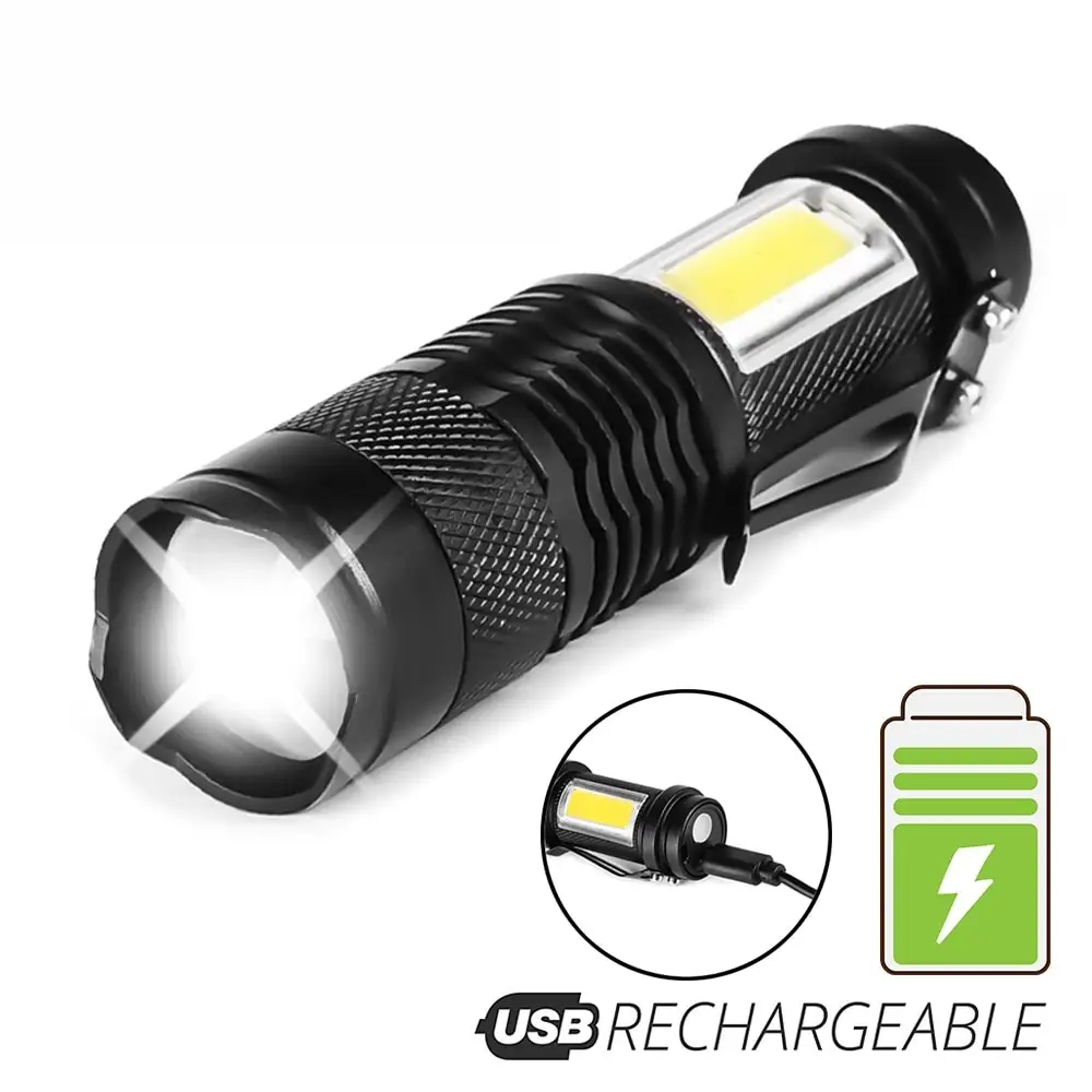 Mini torcia a LED ricaricabile utilizzare XPE COB lampada Bead doppia sorgente luminosa luce Flash per l'avventura campeggio pesca alpinista