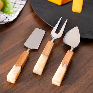 Ensemble de couteaux à fromage en acier inoxydable avec manche en bois de résine, lavable au lave-vaisselle, coffret cadeau pour plateau de charcuterie - Product Image 1