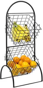 Corbeille à fruits à 2 niveaux pour comptoir de cuisine, pour le pain, les légumes, les collations, avec étagère de rangement amovible - Product Image 4