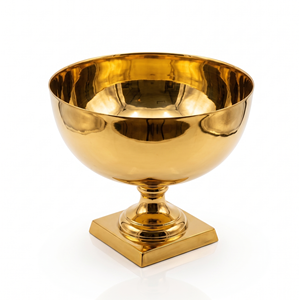 Fancy Gold Metal Bowl with <b>Square</b> Base Durable Eco-Friendly Serving Dish Glam Decorative Tableware for Home Use Party Gifting - Product Image 1