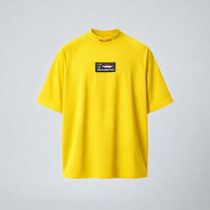 Camiseta personalizada de algodón Pima orgánico 100% peinado, gruesa, premium, para hombre, con hombros caídos, logotipo naranja, oversize, unisex. - Product Image 6