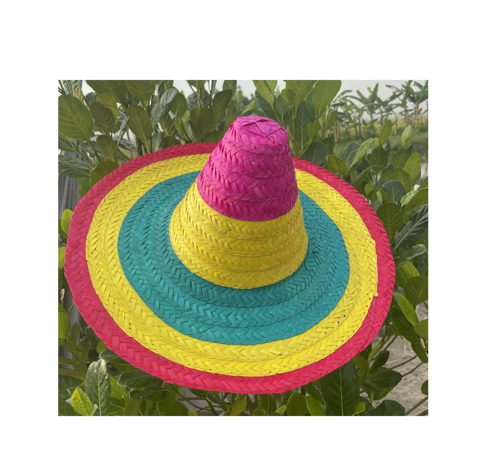 Orta boy kırmızı saman meksika Sombrero şapka/şerit parti restoran ile fabrika hasır şapka (0084587176063 whatsap Sandy)