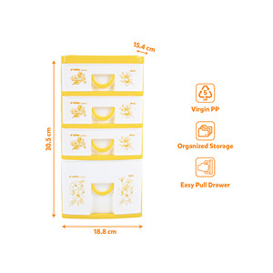 Virgin PP 4-<b>Drawer</b> Foldable Multi-Purpose Plastic Storage Box Stackable <b>Office</b> Organizer Modern Standing <b>Drawer</b> <b>Unit</b> Kitchen - Product Image 3