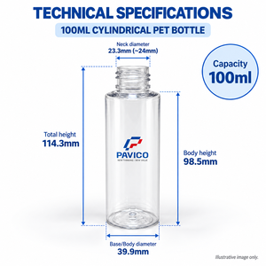 100ml Cylindrical PET Cosmetic <b>Bottle</b> with 24mm Neck Pump Sprayer Screw Cap Silk Screen Printing for Skincare Packaging Vietnam - Product Image 2