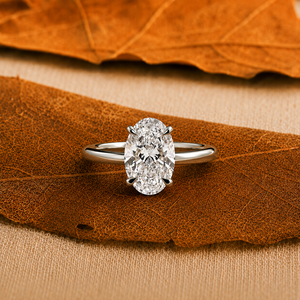 Bague de fiançailles classique de luxe pour femme avec diamant ovale de 3 carats créé en laboratoire, pierres latérales, or 14K 10K, certifiée IGI, pour mariage et anniversaire - Product Image 5