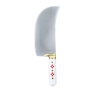 Cuchillo de Carnicero Profesional PK-FN-W, Hoja Curva de Acero Plateado, Mango Blanco con Diseño de Punto Rojo, Empuñadura Dorada - Product Image 1