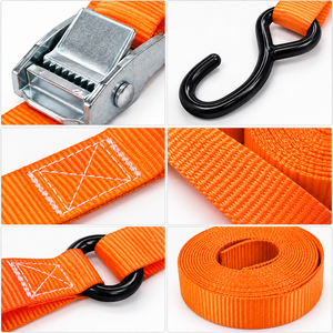 Sangle de cargaison en polyester de 25 mm avec boucle à came, capacité 250 kg, avec crochet en S pour la fixation de cargaison de moto, fabricant OEM - Product Image 3