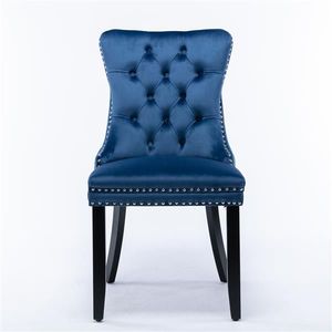 Collezione Moderna di Alta Gamma: Set di 2 Sedie da Pranzo Contemporanee in Velluto con Gambe in Legno Massello e Finitura con Borchie - Product Image 2