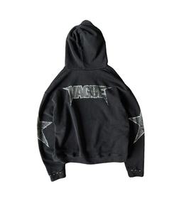 Pantalon de survêtement évasé Vintage lourd Streetwear strass en détresse broderie lavage à l'acide sweat à capuche zippé survêtement ensemble survêtement - Product Image 2