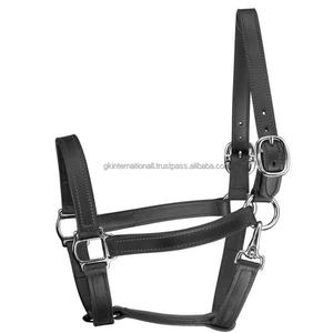 Cabestro de caballo de cuero de brida inglés clásico hecho a mano de alta calidad en tamaños de mazorca completos con relleno y costuras duraderas - Product Image 3