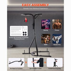 2 in 1 Heavy-Duty Steel Punching Bag <b>Stand</b> Adjustable Height <b>Boxing</b> & Speed Bag Equipment Free Standing Punching Bag <b>Stand</b> - Product Image 6