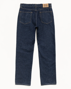Jeans en denim coupe droite pour homme de haute qualité, taille haute, bleu foncé, en coton, classiques, 5 poches, style streetwear décontracté, vente en gros - Product Image 3