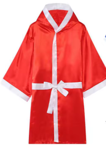 HAWK SPORTS INDUSTRIES Bata de Boxeo con Capucha de Satén Roja, Azul y Negra de Poliéster para Entrenamiento de Artes Marciales, Duradera y Cómoda - Product Image 3