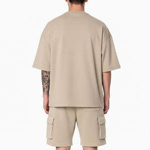 Conjunto de 2 Piezas de Alta Calidad, Transpirable, Unisex, Talla Grande, Estilo Urbano, en Poliéster/Algodón, Color Sólido, con Estampado Personalizado - Product Image 4