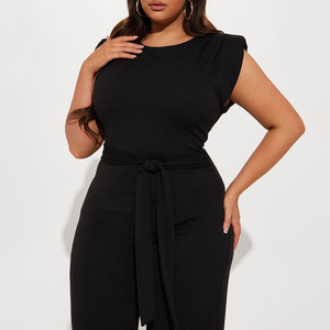 Summer Sleeveless <b>Black</b> One Piece <b>Bodycon</b> Yoga <b>Jumpsuit</b> High Waist Tummy Control Spandex/Polyester Women's Fitness Rompers Women - Product Image 4