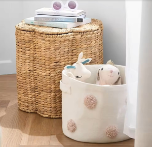 Sisu Handicraft Eco-Friendly Water Hyacinth <b>Flower</b>-Shaped Elegant Mini Multifunction Handle Customized Size Storage <b>Basket</b> Lid - Product Image 4