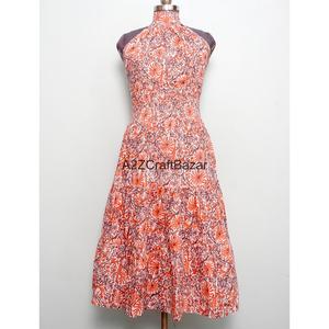 Nouvelle Robe Longue Décontractée de Luxe à Fente et Dos Nu en Coton Imprimé 100% avec Col Halter, Qualité Supérieure du Fabricant - Product Image 1