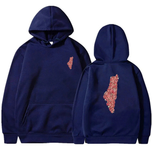 <b>White</b> 100% Cotton Fleece Pullover Hoodie Unisex Floral Outline Map Print Front Back Kangaroo Pocket Regular Fit <b>Sweatshirt</b> - Product Image 6