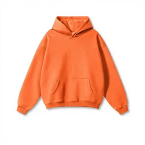 Wholesale Men's <b>Red</b> <b>Hoodie</b> Solid Color Long Sleeve Pullover Sweatshirt Regular Fit Casual Hooded Top with Front Pocket - Product Image 5